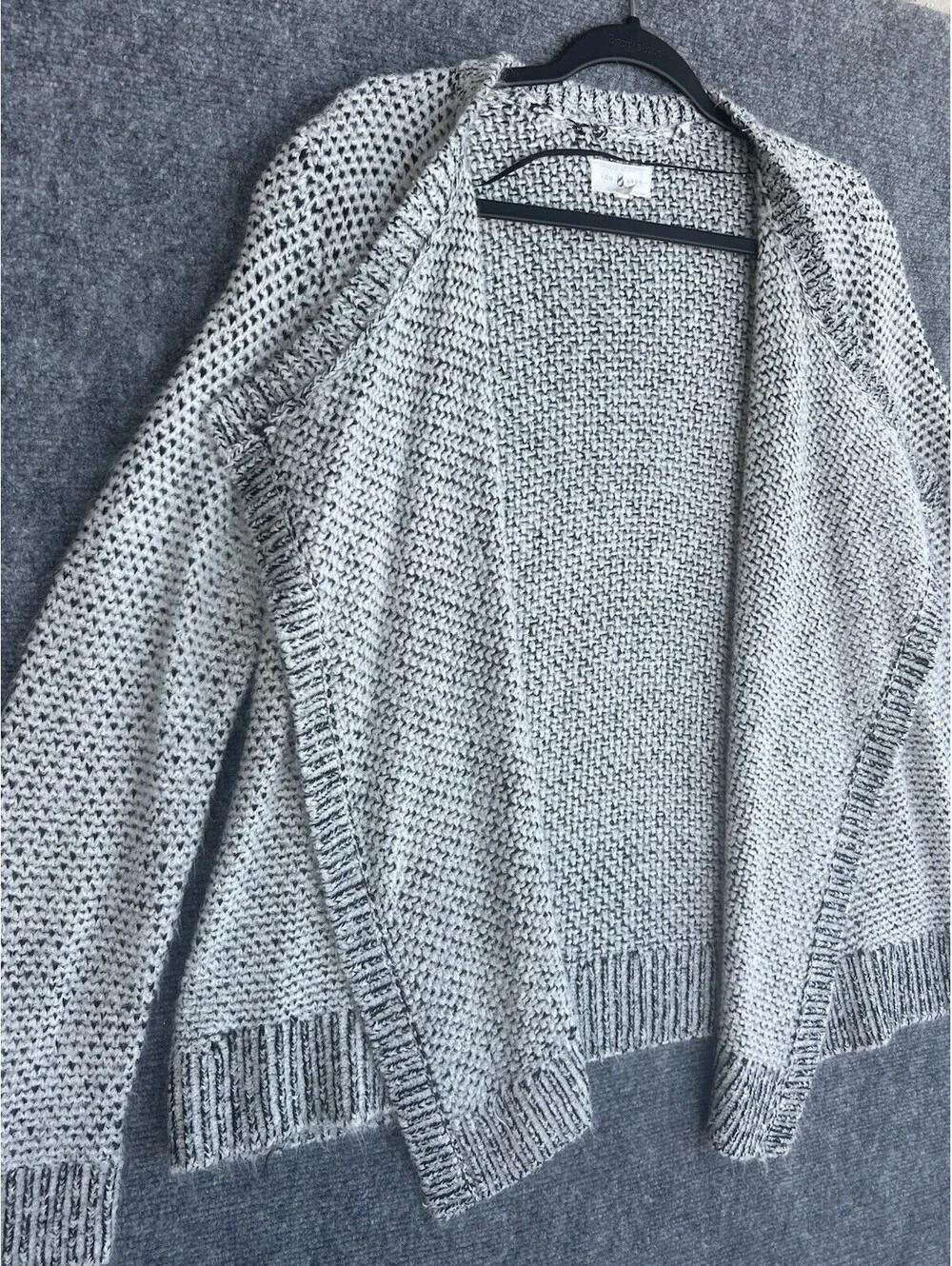 Lou & Grey Size Medium Contrast Cardigan Sweater Acrylic Wool Blend.